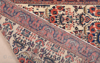 19th Century White Ground Persian Avshar Rug Size 143 x 183 cm all the colors are naturel and untouched inexpensive one.            