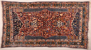 Persian Qashqai Kashkuli Rug circa 1920s size 137 x 250 cm It's in perfect condition and untouched original one.
              