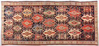 19th Century unusual Shirvan rug with Kilim design ıt's in good condition.Size 133 x 295 Cm                 