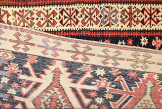 19th Century unusual Shirvan rug with Kilim design ıt's in good condition.Size 133 x 295 Cm                 