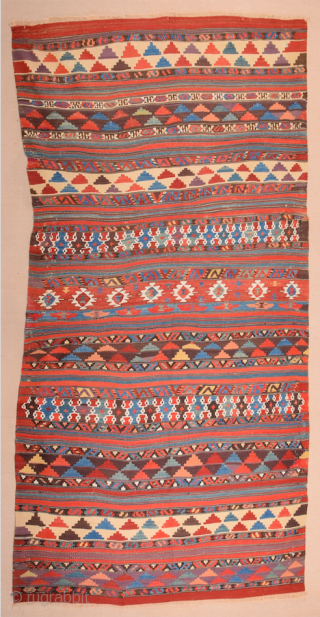 An Unusual Early 19th Century West Anatolian Kilim It has great colors on it Size 135 x 270 cm              