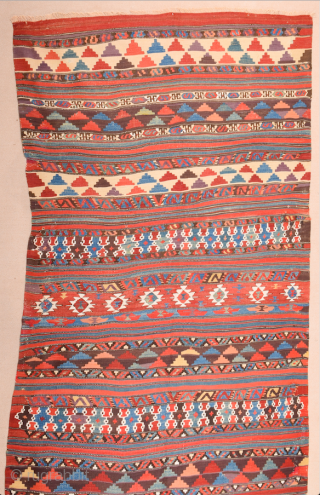 An Unusual Early 19th Century West Anatolian Kilim It has great colors on it Size 135 x 270 cm              