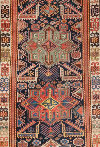 Middle of 19th Century Caucasian Akstafa Rug Size 117 x 290 cm                     