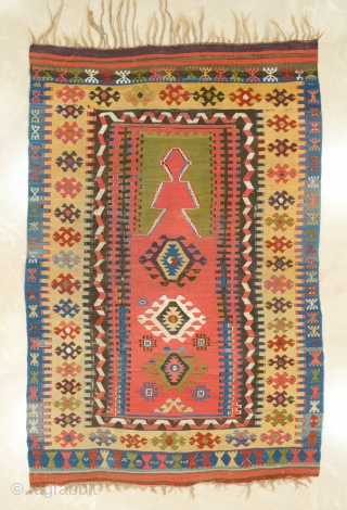 19th Century Central Anatolian Prayer Konya Kilim Size 120 x 184 cm It's in very good condition and all original untouched piece.           