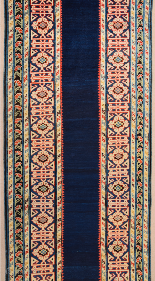 Middle of the 19th Century Shirvan Kuba Rug It has great Blue field ground.In the light blue-ground main border, a pseudo kufi vine encloses star-filled rectangles, their sides decorated with double hooks.It's  ...