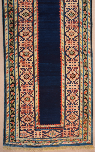 Middle of the 19th Century Shirvan Kuba Rug It has great Blue field ground.In the light blue-ground main border, a pseudo kufi vine encloses star-filled rectangles, their sides decorated with double hooks.It's  ...