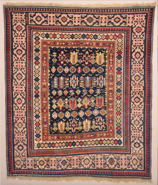 19th Century Shirvan Chi-Chi Rug ıt's in perfect condition untouched one.Size 132 × 151 cm                  