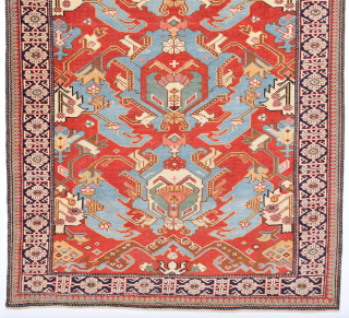 An Important 19th Century Unusual Small Shirvan Kuba Rug With Unusual Dragon Design.It has fine thin qualty.Small Size 96 x 124 Cm.Completely Original And Untouched One.       