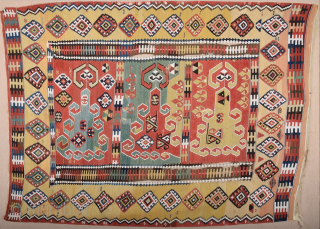 19th Century Anatolian Erzurum Safh Kelim Size 160 x 225 cm                      