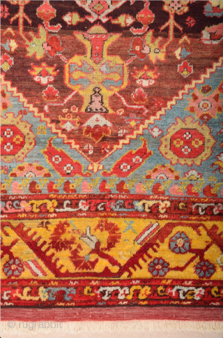 Early 19th Century West Anatolian Kula Rug It has a rare large size approximately 232 by 172 cm; 7ft. 7in., 5ft. 8in. Kula Rugs – Kula is an old rug producing town  ...