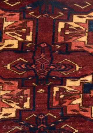 Early 19th Century Purple Ground Tekke Six Gul Fragment size 46x90 cm                     