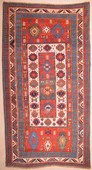 1850s Rare Caucasian Colorful Rug It has great colors Size 137x257 cm                     