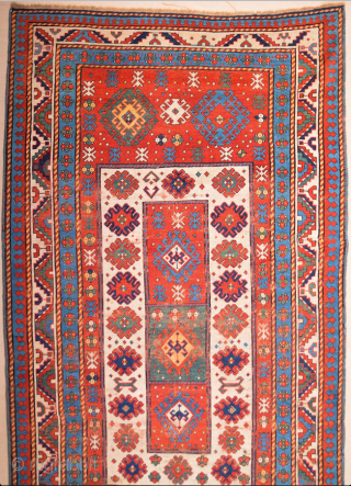 1850s Rare Caucasian Colorful Rug It has great colors Size 137x257 cm                     