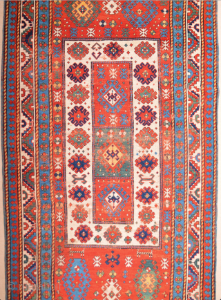 1850s Rare Caucasian Colorful Rug It has great colors Size 137x257 cm                     