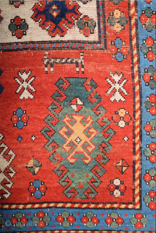 1850s Rare Caucasian Colorful Rug It has great colors Size 137x257 cm                     