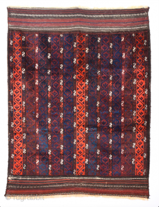 Unusual Design Belüch Rug Circa 1880s.It's In Perfect Condition And As Found It.Complately Original And Untouched One.The rug has wonderful silky wool.It Has Original Nice Kilim Ends.Size 110 x 112 Cm  