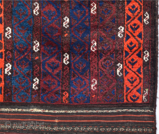 Unusual Design Belüch Rug Circa 1880s.It's In Perfect Condition And As Found It.Complately Original And Untouched One.The rug has wonderful silky wool.It Has Original Nice Kilim Ends.Size 110 x 112 Cm  