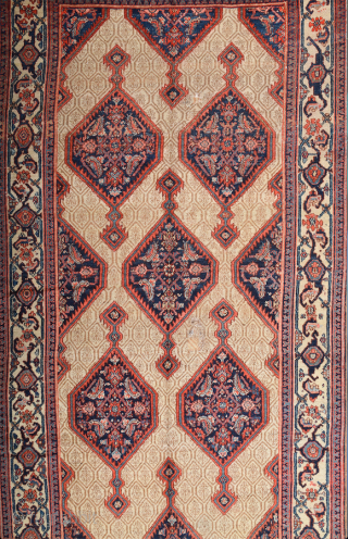 19th Century Hamadan Area Camel Ground Rug Size 210 x 370 cm this Carpet was exported from Iran before 2015 All the colors are naturel and ıt's in good condition.All the sides  ...