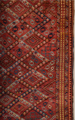 a rare example of Turkmenistan Beshir Main Rug. It's in good condition but not a high pile. All original untouched.All sides are original. Size 167 x 305 cm Cleaned professionally.   