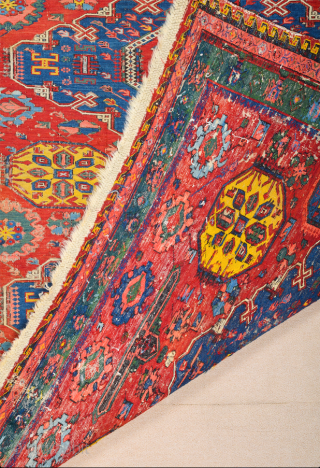 19th Century Zeichur Sumac It has very nice deep colors Size 180 x 225 cm Generally ıt's in good condition             