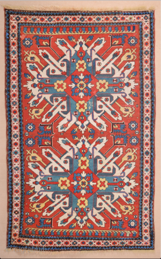 Mid 19th Century Caucasian Eagle Rug Size 138 x 218 cm                      