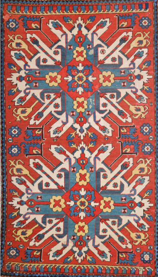 Mid 19th Century Caucasian Eagle Rug Size 138 x 218 cm                      