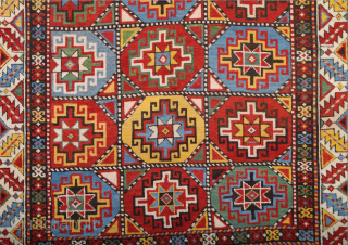 Caucasian Late 19th Century Moghan Rug circa the 1870s or little more early size 130 x 167 cm It has great colors. This magnificent corridor rug from the Moghan region of Azerbaijan  ...