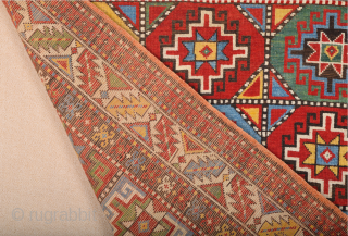 Caucasian Late 19th Century Moghan Rug circa the 1870s or little more early size 130 x 167 cm It has great colors. This magnificent corridor rug from the Moghan region of Azerbaijan  ...