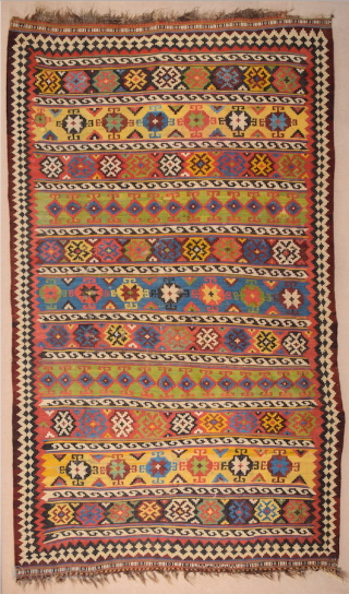 Late 19th Century Qashqai Kilim Size 175 x 305 cm It has great colors                   