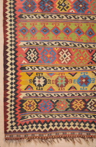 Late 19th Century Qashqai Kilim Size 175 x 305 cm It has great colors                   