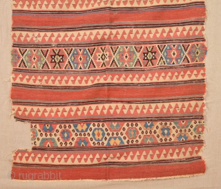 18th Century Anatolian Unusual Kilim Fragment Probably izmir Helvacı Area Kilim Fragment Size 97 x 145 Cm                