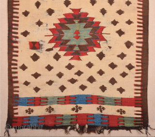 18th Century Rare Example Unique Size! This White Field single-panel village kilim was woven in the Mut region in the foothills of the Taurus Mountains. Kilims have probably been woven in that  ...