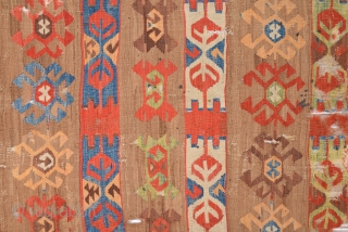An Unusual Colorful Central Anatolian Kilim Circa 1800's Size 80 x 375 Cm                    
