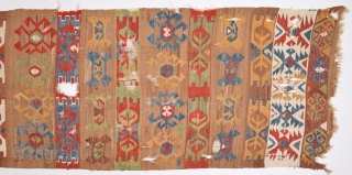 An Unusual Colorful Central Anatolian Kilim Circa 1800's Size 80 x 375 Cm                    