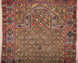 1880s Prayer Shirvan Rug Size 112 x 135 cm It's in good condition need some small repairs.                
