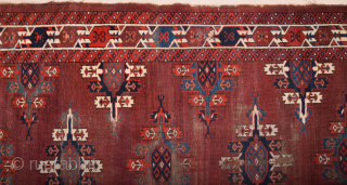 Late 18th Century Turkmen Yamud Main Rug. It Has Unusual Elems and Has Great Thin quality. Size 175 x 305 cm            