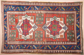 19th Century Caucasian Fahrola Rug It has few old restoration and some areas need small repairs.Size 145 x 225 cm Colorful one           