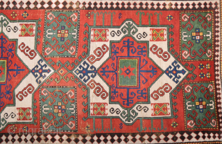 19th Century Caucasian Fahrola Rug It has few old restoration and some areas need small repairs.Size 145 x 225 cm Colorful one           