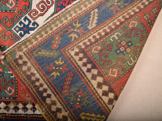 19th Century Caucasian Fahrola Rug It has few old restoration and some areas need small repairs.Size 145 x 225 cm Colorful one           