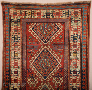 19th Century Caucasian Borjalo Rug Size 105 x 190 cm All the colors are naturel and in perfect condition ıt has only few knots old restoration.Ends and selvedges are original.   