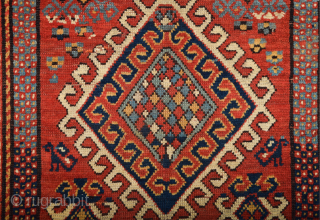 19th Century Caucasian Borjalo Rug Size 105 x 190 cm All the colors are naturel and in perfect condition ıt has only few knots old restoration.Ends and selvedges are original.   