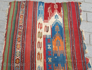 Early Example Colorful Anatolian Saph Kilim Fragment circa 1750s or early size 110 x 175 cm                 