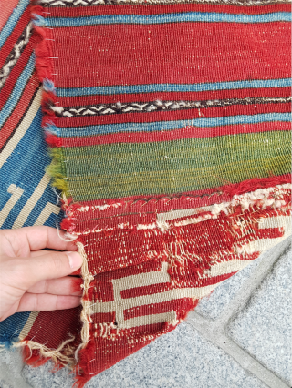 Early Example Colorful Anatolian Saph Kilim Fragment circa 1750s or early size 110 x 175 cm                 