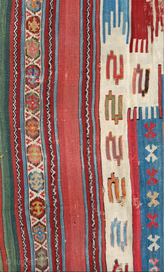 Early Example Colorful Anatolian Saph Kilim Fragment circa 1750s or early size 110 x 175 cm                 