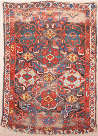 An Unusual Colorful Middle Of 19th Century Caucasian Zeichur Rug Size 100 x 145 cm                  