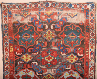 An Unusual Colorful Middle Of 19th Century Caucasian Zeichur Rug Size 100 x 145 cm                  