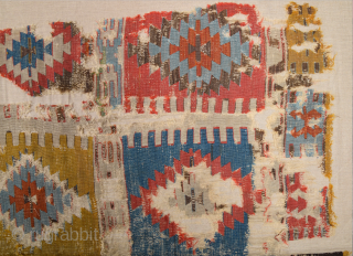 Circa 1800s or Early Anatolian Konya Kilim Fragment Probably Seydişehir Area Piece Size 153 x 295 cm                