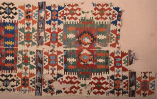 19th Century Anatolian Kuzulu Area Kilim Fragment Size 57 x 264 cm It has good colors on it.               