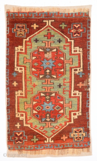 Circa 1800s Central Anatolian Probably Konya Karapınar Area Unusual Yastık.It Has Really Good Pile and Mounted Already Size 43 x 70 Cm           