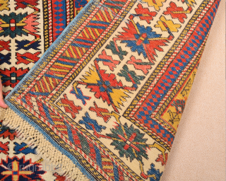 Middle of the 19th Century Golden yellow ground Shirvan Kuba Rug.It's in perfect condition pile is good with this piece.All sides are original. Size 110 x 152 cm It has great lovely  ...